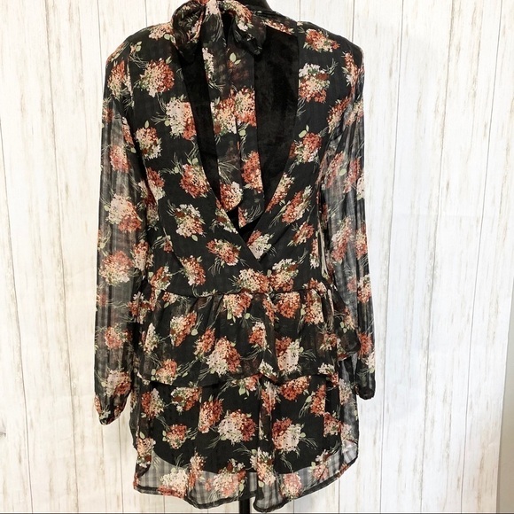 TOBI floral drop waist long sleeve mini dress - Picture 6 of 8